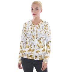 Flowers Gold Floral Velvet Zip Up Jacket by Vaneshop