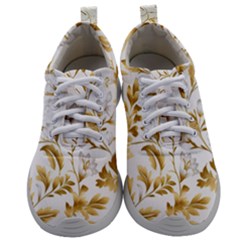 Flowers Gold Floral Mens Athletic Shoes