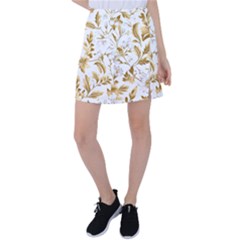 Flowers Gold Floral Tennis Skirt by Vaneshop