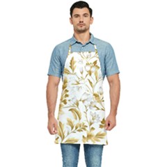 Flowers Gold Floral Kitchen Apron by Vaneshop