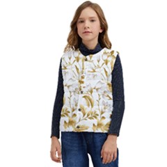 Flowers Gold Floral Kid s Short Button Up Puffer Vest	 by Vaneshop