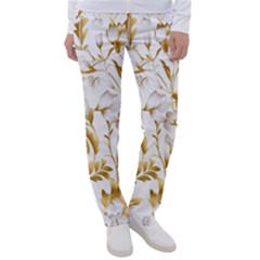 Flowers Gold Floral Women s Casual Pants by Vaneshop