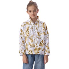 Flowers Gold Floral Kids  Half Zip Hoodie