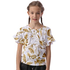 Flowers Gold Floral Kids  Cut Out Flutter Sleeves by Vaneshop