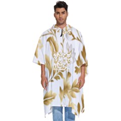 Flowers Gold Floral Men s Hooded Rain Ponchos by Vaneshop