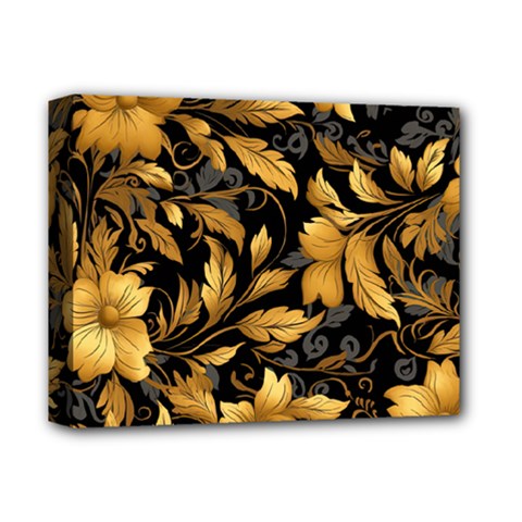 Flower Gold Floral Deluxe Canvas 14  X 11  (stretched) by Vaneshop