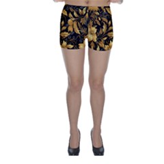 Flower Gold Floral Skinny Shorts by Vaneshop