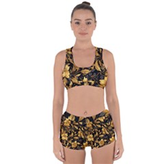 Flower Gold Floral Racerback Boyleg Bikini Set by Vaneshop