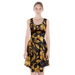 Flower Gold Floral Racerback Midi Dress by Vaneshop