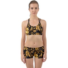 Flower Gold Floral Back Web Gym Set by Vaneshop