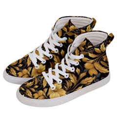 Flower Gold Floral Women s Hi-top Skate Sneakers by Vaneshop