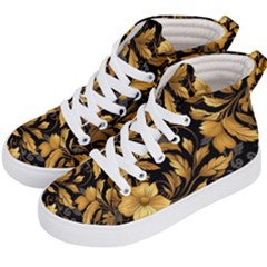 Flower Gold Floral Kids  Hi-top Skate Sneakers by Vaneshop