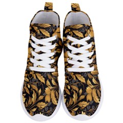 Flower Gold Floral Women s Lightweight High Top Sneakers by Vaneshop