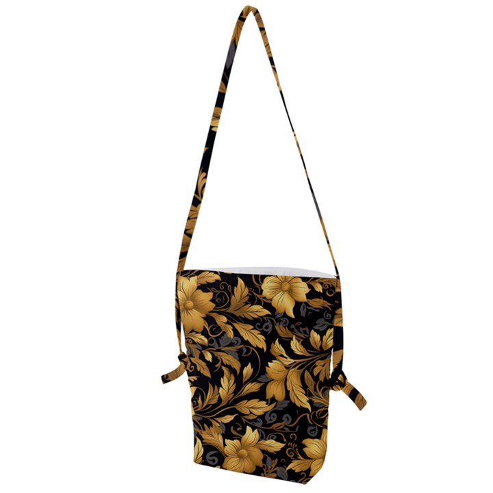 Flower Gold Floral Folding Shoulder Bag