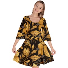 Flower Gold Floral Velour Kimono Dress by Vaneshop