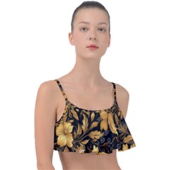 Flower Gold Floral Frill Bikini Top by Vaneshop