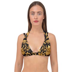 Flower Gold Floral Double Strap Halter Bikini Top by Vaneshop