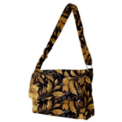 Flower Gold Floral Full Print Messenger Bag (m) by Vaneshop