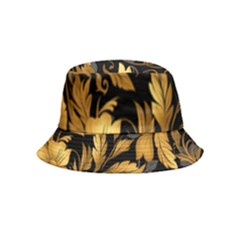 Flower Gold Floral Inside Out Bucket Hat (kids) by Vaneshop