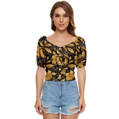 Flower Gold Floral Button Up Blouse