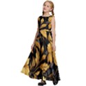 Flower Gold Floral Kids  Satin Sleeveless Maxi Dress View2