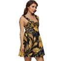 Flower Gold Floral Ruffle Strap Babydoll Chiffon Dress View3