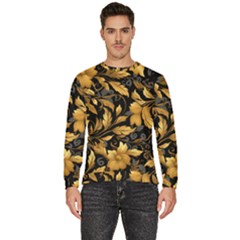 Flower Gold Floral Men s Fleece Sweatshirt