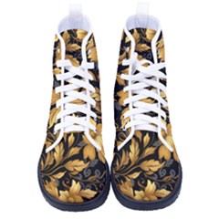 Flower Gold Floral Men s High-top Canvas Sneakers