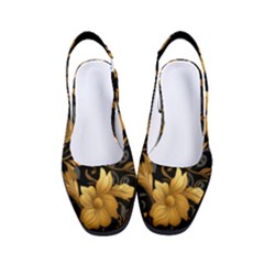 Flower Gold Floral Women s Classic Slingback Heels