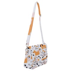 Seamless Pattern Of Cute Dog Puppy Cartoon Funny And Happy Shoulder Bag With Back Zipper by Wav3s