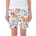 Seamless Pattern Of Cute Dog Puppy Cartoon Funny And Happy Women s Basketball Shorts View1