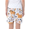 Seamless Pattern Of Cute Dog Puppy Cartoon Funny And Happy Women s Basketball Shorts View2