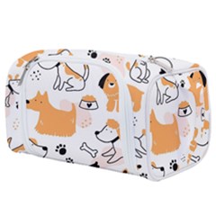 Seamless Pattern Of Cute Dog Puppy Cartoon Funny And Happy Toiletries Pouch by Wav3s