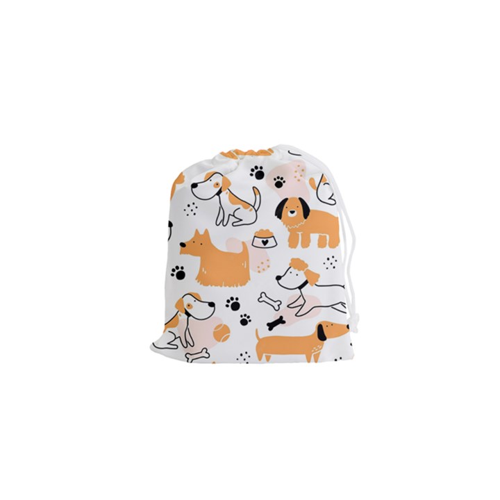 Seamless Pattern Of Cute Dog Puppy Cartoon Funny And Happy Drawstring Pouch (XS)