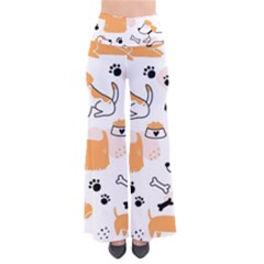 Seamless Pattern Of Cute Dog Puppy Cartoon Funny And Happy So Vintage Palazzo Pants by Wav3s