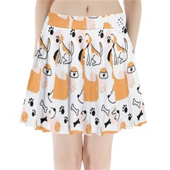 Seamless Pattern Of Cute Dog Puppy Cartoon Funny And Happy Pleated Mini Skirt by Wav3s