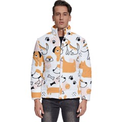 Seamless Pattern Of Cute Dog Puppy Cartoon Funny And Happy Men s Puffer Bubble Jacket Coat by Wav3s