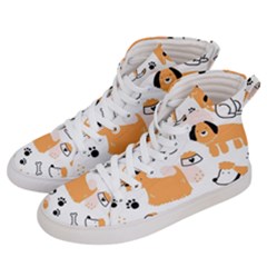 Seamless Pattern Of Cute Dog Puppy Cartoon Funny And Happy Men s Hi-top Skate Sneakers by Wav3s