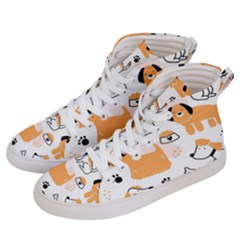 Seamless Pattern Of Cute Dog Puppy Cartoon Funny And Happy Women s Hi-top Skate Sneakers by Wav3s