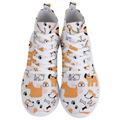 Seamless Pattern Of Cute Dog Puppy Cartoon Funny And Happy Men s Lightweight High Top Sneakers by Wav3s