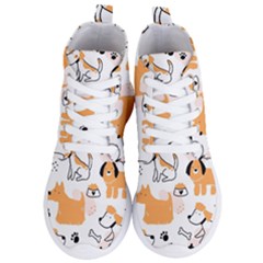 Seamless Pattern Of Cute Dog Puppy Cartoon Funny And Happy Women s Lightweight High Top Sneakers by Wav3s