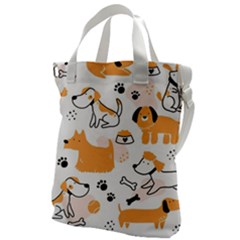 Seamless Pattern Of Cute Dog Puppy Cartoon Funny And Happy Canvas Messenger Bag by Wav3s