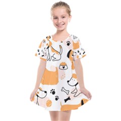 Seamless Pattern Of Cute Dog Puppy Cartoon Funny And Happy Kids  Smock Dress by Wav3s