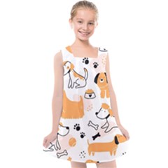 Seamless Pattern Of Cute Dog Puppy Cartoon Funny And Happy Kids  Cross Back Dress by Wav3s