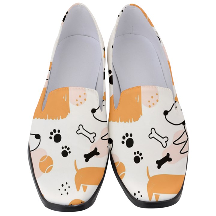 Seamless Pattern Of Cute Dog Puppy Cartoon Funny And Happy Women s Classic Loafer Heels