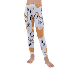 Seamless Pattern Of Cute Dog Puppy Cartoon Funny And Happy Kids  Lightweight Velour Leggings by Wav3s