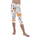 Seamless Pattern Of Cute Dog Puppy Cartoon Funny And Happy Kids  Lightweight Velour Capri Leggings  View1