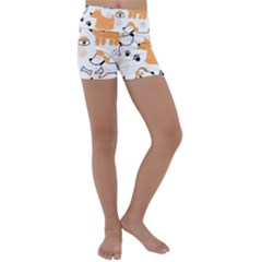 Seamless Pattern Of Cute Dog Puppy Cartoon Funny And Happy Kids  Lightweight Velour Yoga Shorts by Wav3s