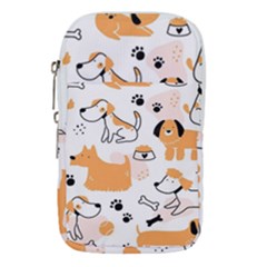 Seamless Pattern Of Cute Dog Puppy Cartoon Funny And Happy Waist Pouch (large) by Wav3s