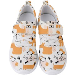 Seamless Pattern Of Cute Dog Puppy Cartoon Funny And Happy Men s Velcro Strap Shoes by Wav3s